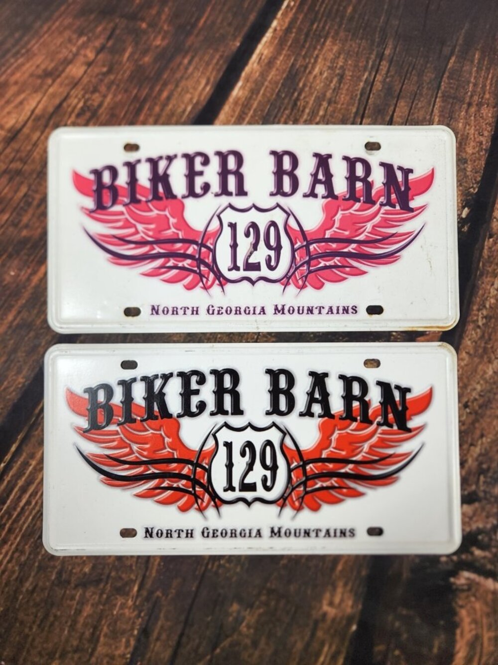 Georgia USA His Her Biker Barn 129 North Georgia Mountains Metal Plates Lot 2